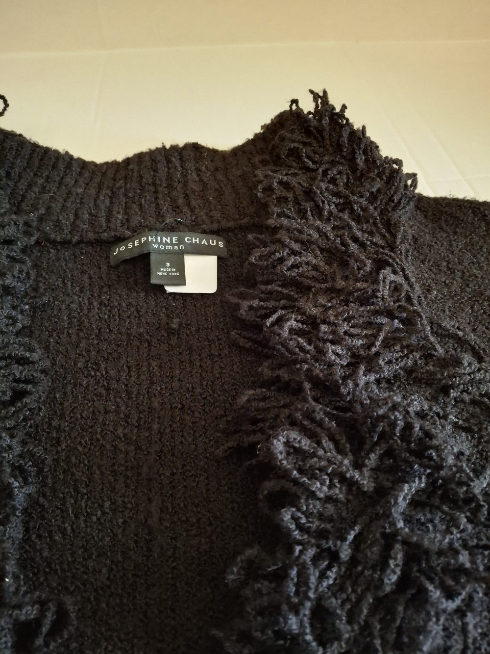 Josephine Chaus Black Fringe Knit Women's Sweater
